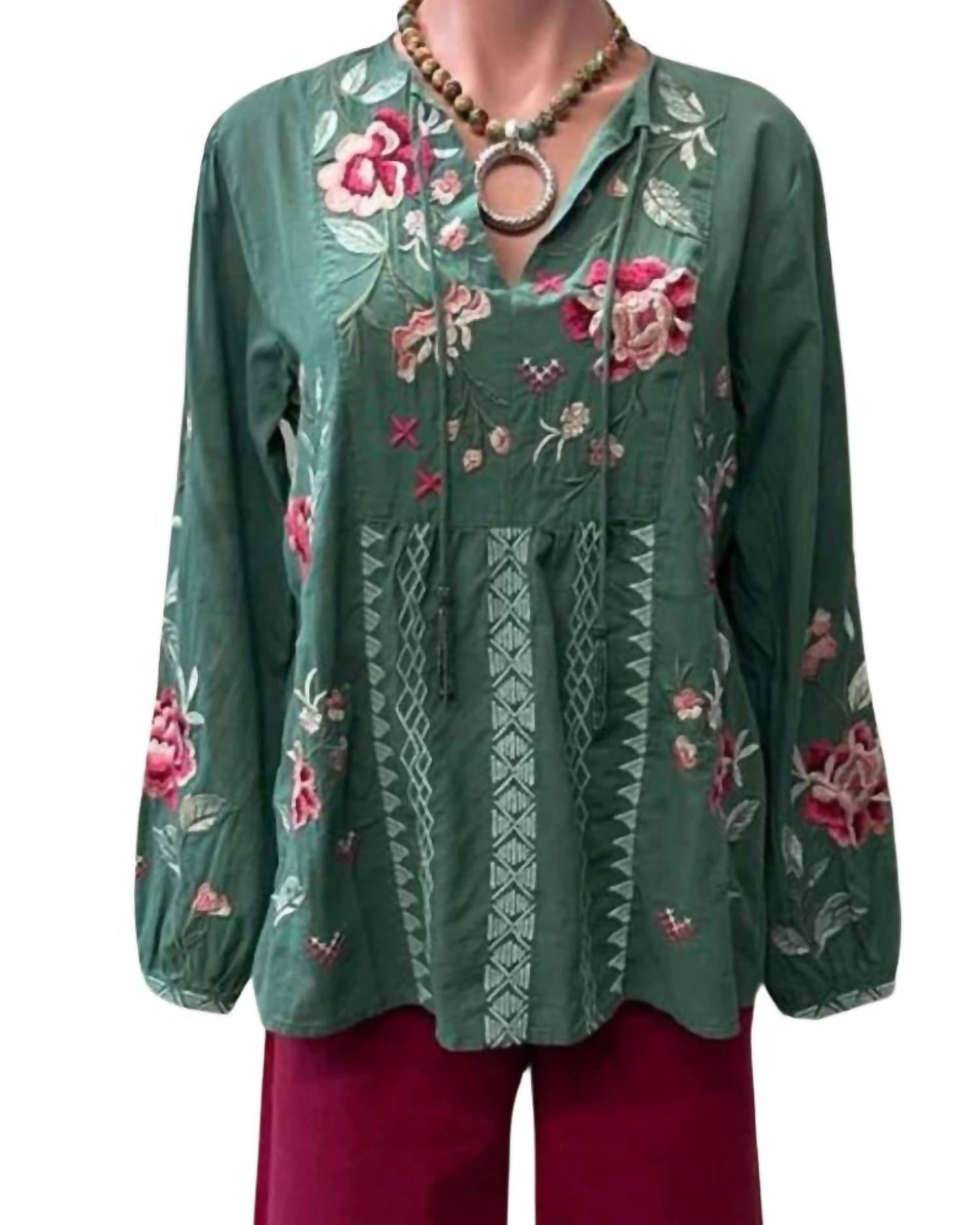 

Блуза Prairie в цвете вердигрис Johnny Was, Verdigris