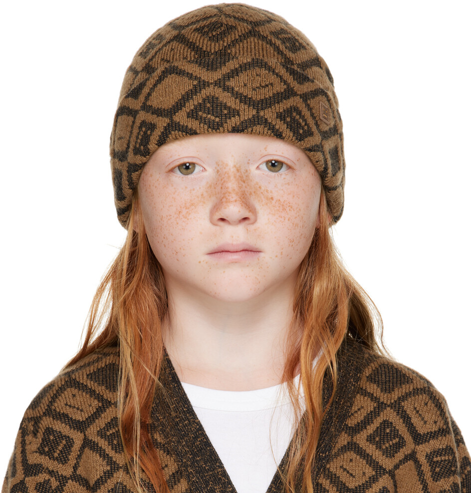 

Детская коричневая шапка с плиткой Acne Studios