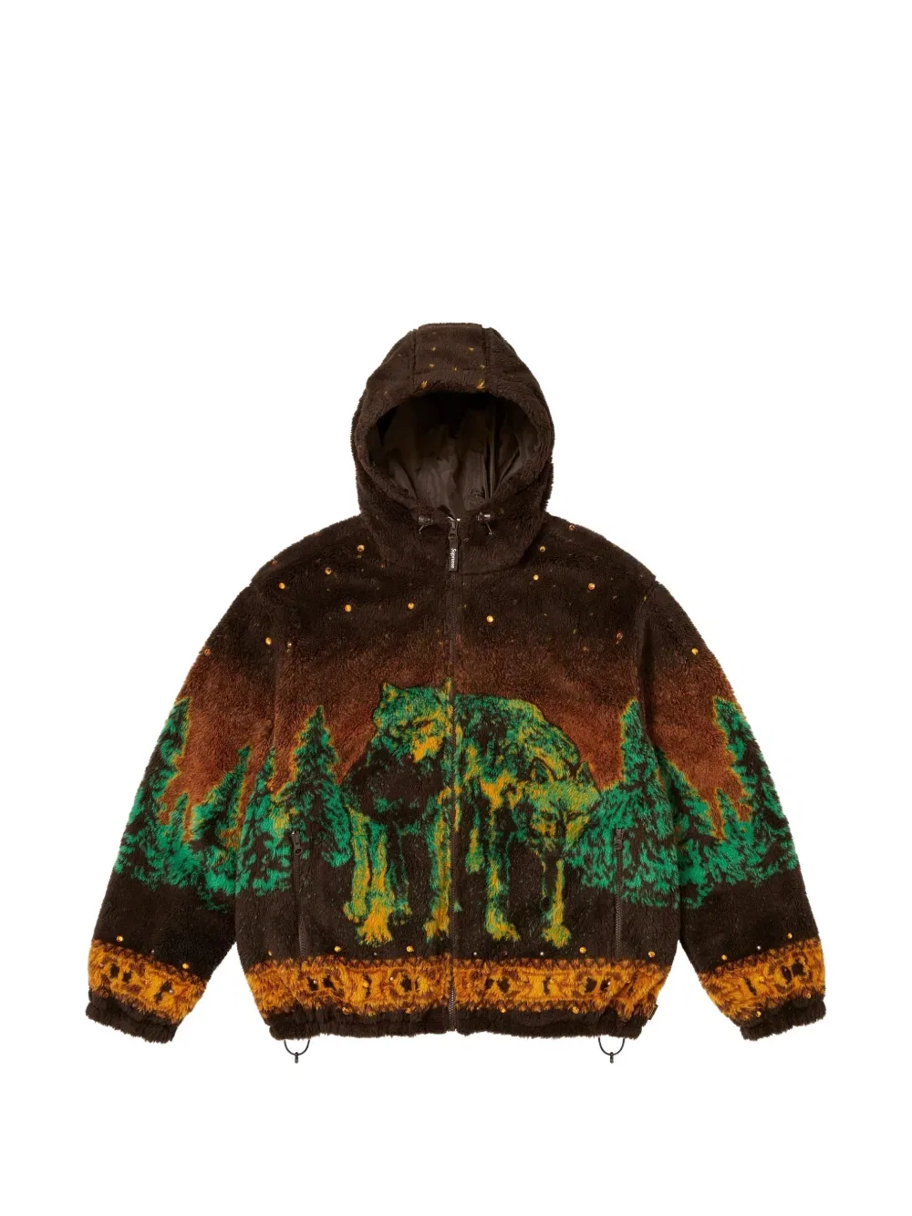 Двусторонняя флисовая куртка с капюшоном BB Simon "FW 25 - коричневая" Supreme