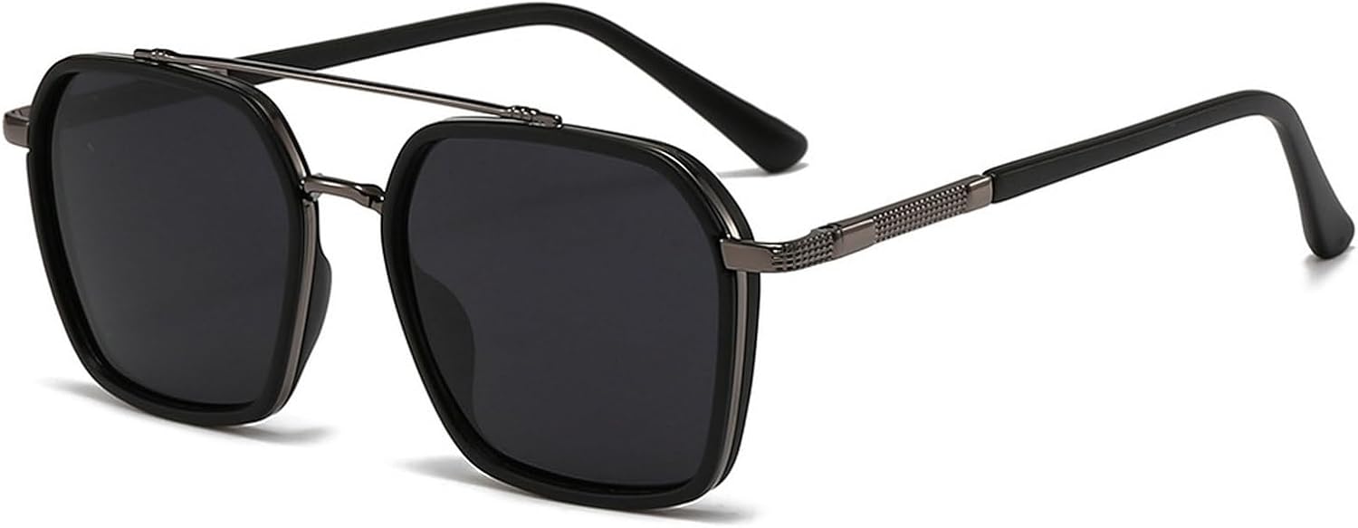 

Поляризованные солнцезащитные очки-пилот для мужчин, ретро-солнцезащитные очки с металлическим квадратным оправой для женщин, солнцезащитные очки для вождения с двойной перемычкой, черные mincl, C3