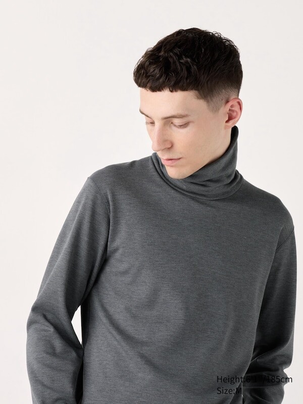 

Ультра теплая футболка с высоким воротом heattech Uniqlo, серый