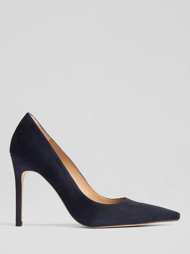 Туфли-лодочки с острым носом из замши цвета fern L.K.Bennett, Midnight Blue