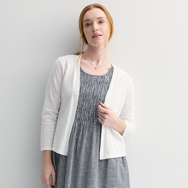 

Кардиган с открытой передней частью и рукавом три четверти Croft & Barrow, Bright White