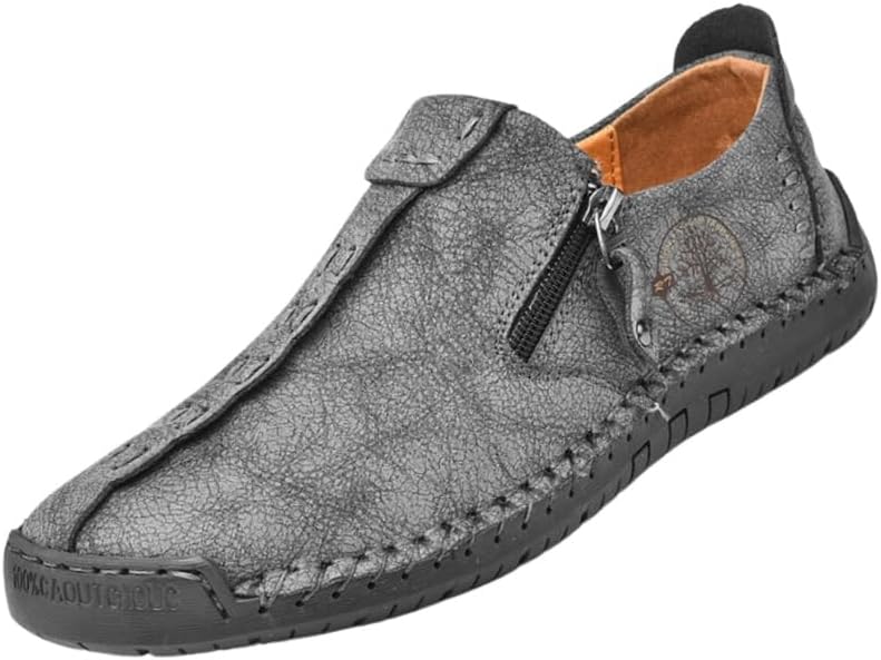 

Мужские ретро-лоферы - с молнией, круглый носок, резиновая подошва, подходят как для повседневной носки, так и для официальных мероприятий Fmshi, серый