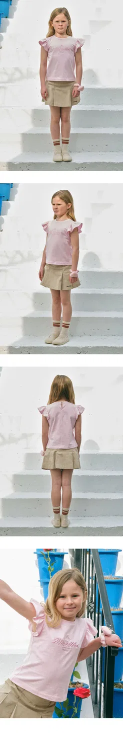 Детская футболка с оборками Enfant, розовая, от Marithé Kids — фото 3