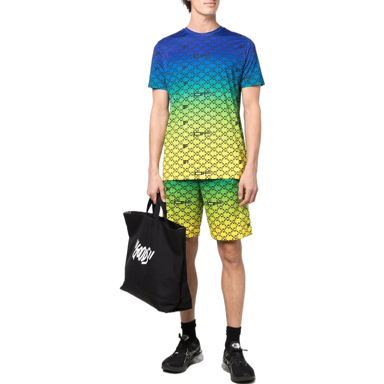 OFF WHITE Iridescent All Over Arrows Monogram Футболка OFF-WHITE, Синий — фото 3
