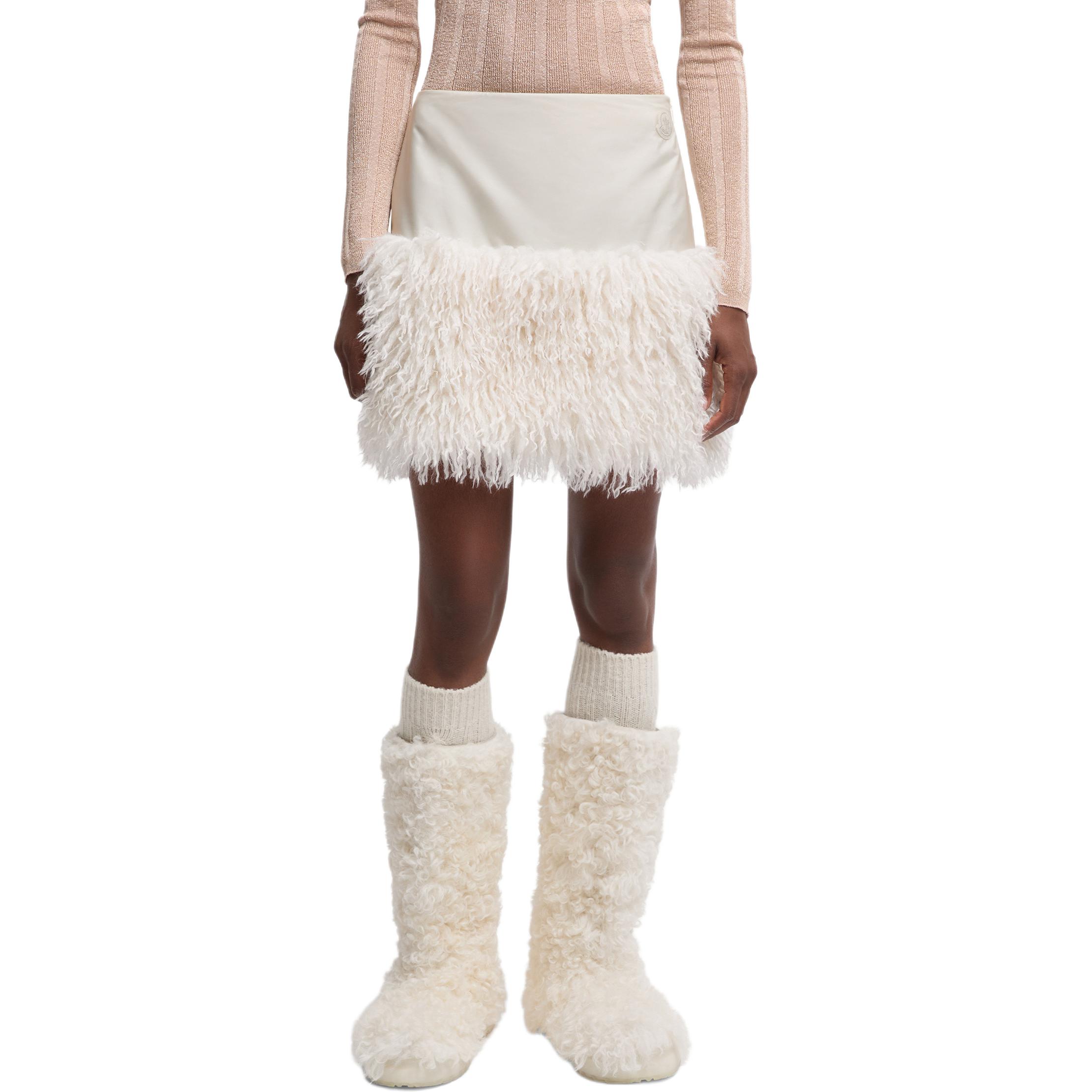 Женские повседневные короткие юбки с отделкой Teddy Moncler, айвори — фото 3