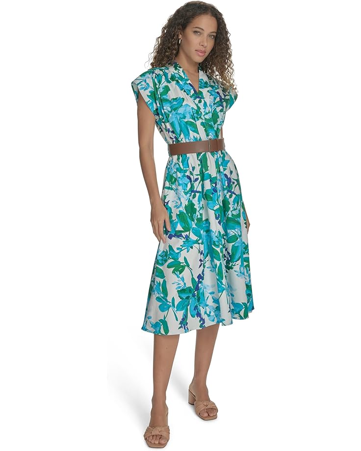 

Платье Calvin Klein Belted Floral Cotton Aline, цвет Kelly Multi