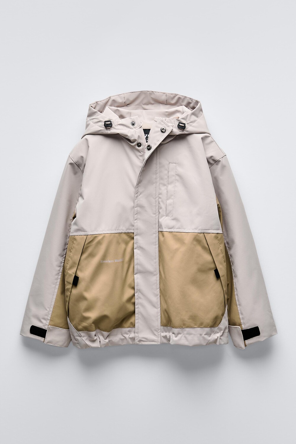 

Водоотталкивающий плащ colour block ZARA, цвет stone