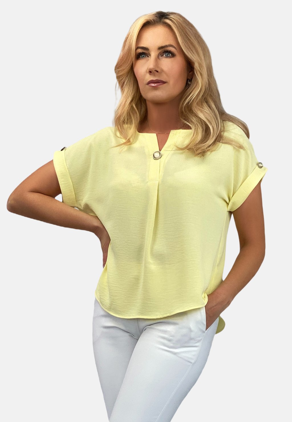 

Блуза WITH BUTTON REGINA FASHION, светло-желтый