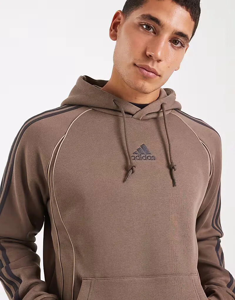 Бело-коричневое худи Adidas Originals Adicolor Teamgeist - КОРИЧНЕВЫЙ — фото 3