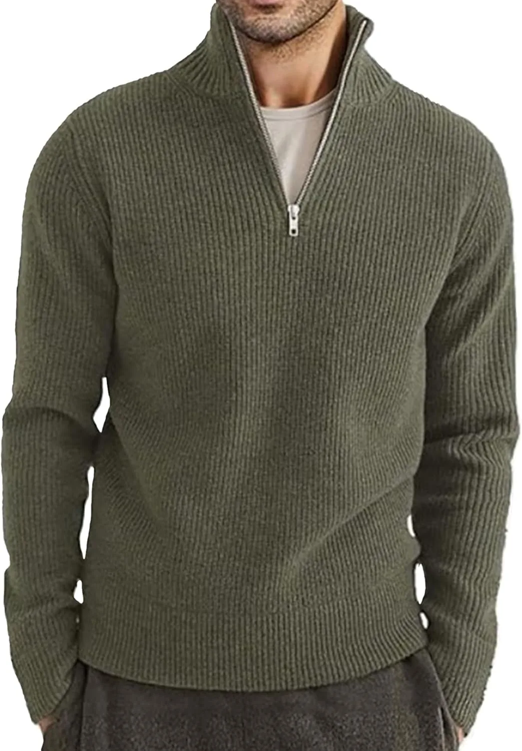 

Мужской зимний вязаный пуловер Maiyifu-GJ с молнией и полуводолазкой