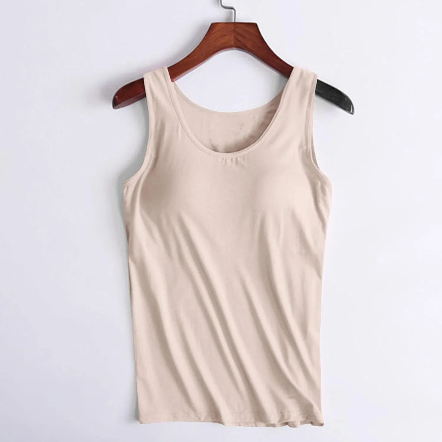 Женский топ с встроенным бюстгальтером, модал, A06#beige — фото 3