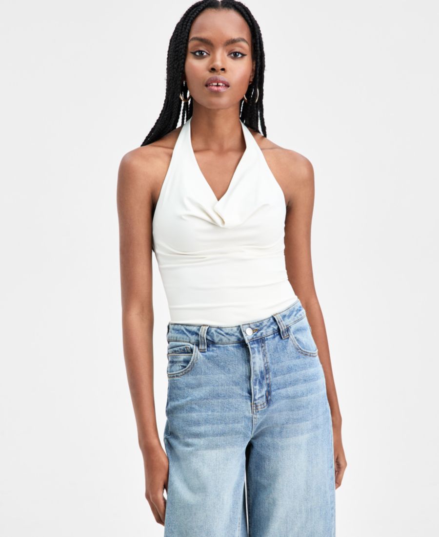 

Женский облегающий боди с завязками на шее Bar III, Crema