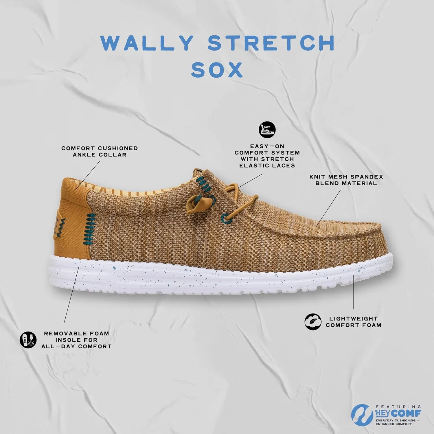 Мужские парусиновые туфли HEYDUDE Wally Stretch Canvas, Black — фото 4