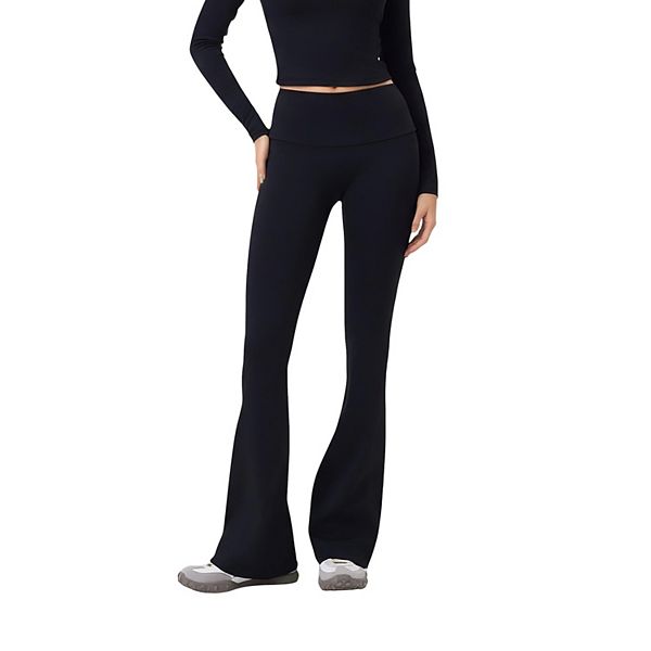 

Женские брюки с высокой талией и расклешенными штанинами, складчатым поясом и эластичной тканью Anna-Kaci, Black