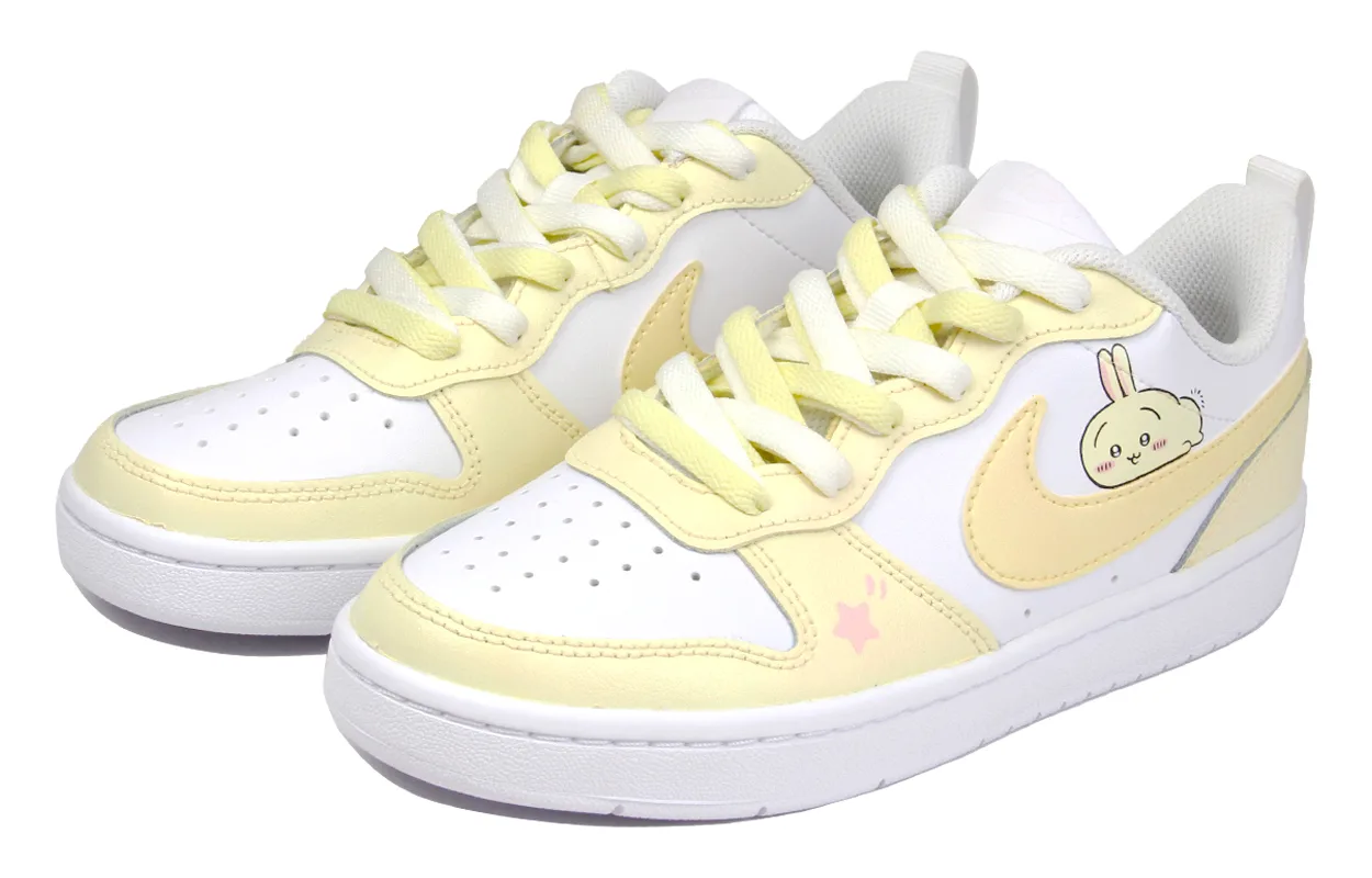 Nike Court Borough 2 кожаные нескользящие износостойкие низкие скейтерские кроссовки для детей белые желтые для подростков — фото 4