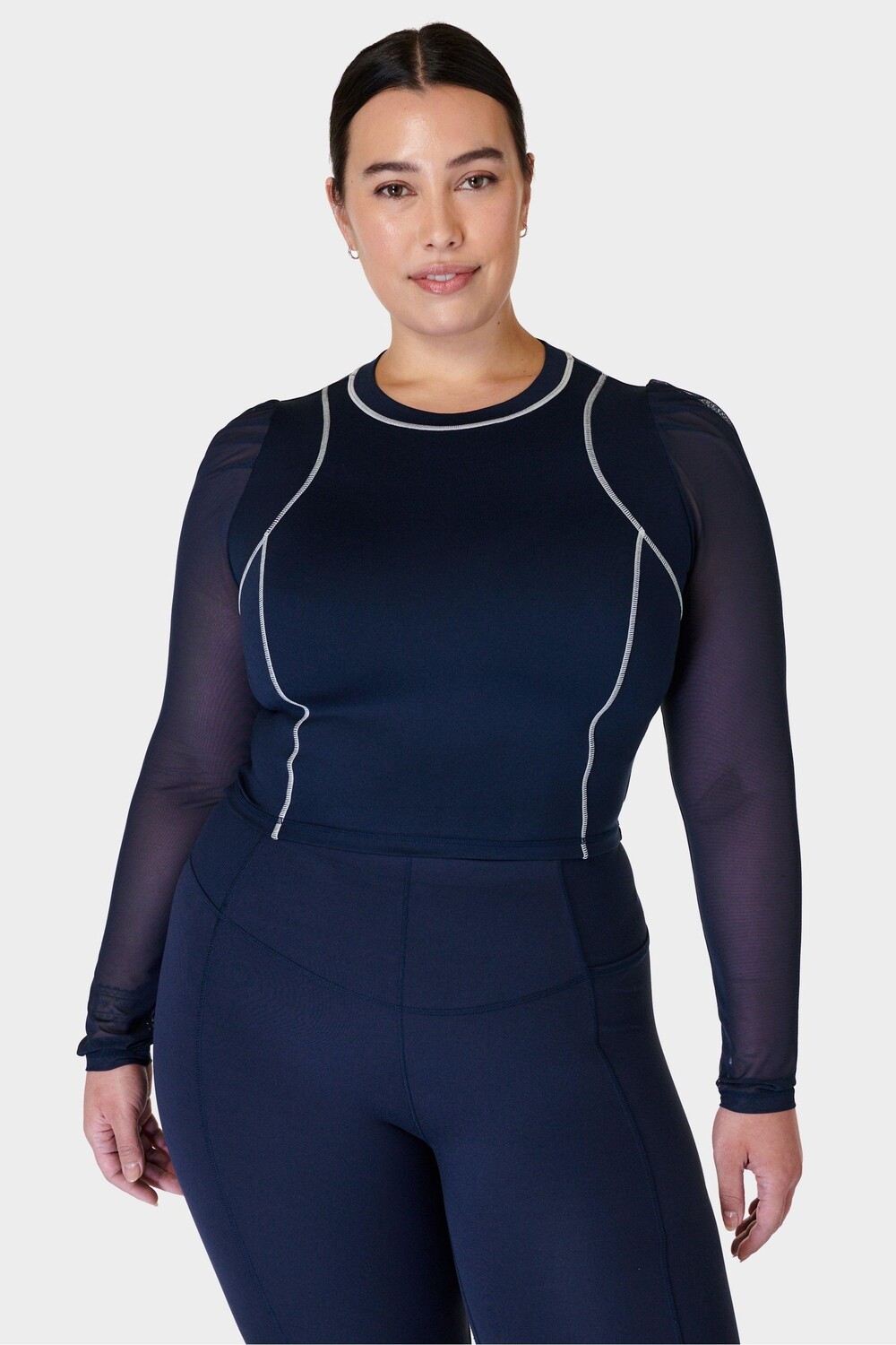 

Топ с пышными рукавами и длинными рукавами Sweaty Betty, синий