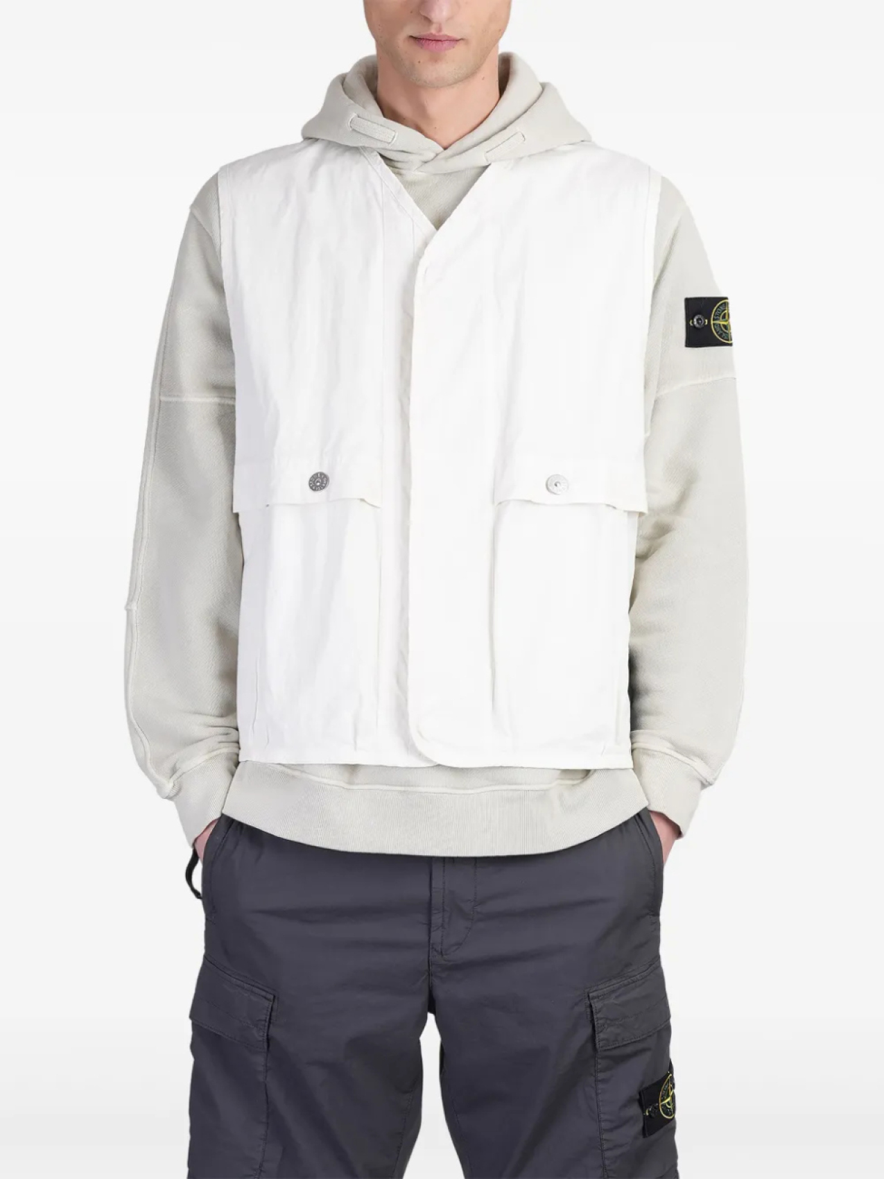 

Куртка с капюшоном и значком компаса Stone Island, белый