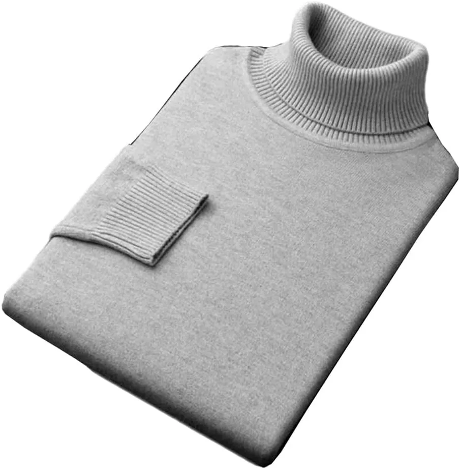 

Мужской свитер с воротником-гольф приталенный с длинными рукавами однотонный