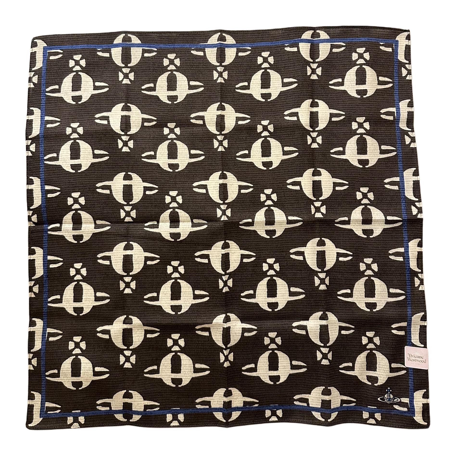 

Vivienne Westwood Хлопковый шелковый шарф унисекс классический черно-белый Сатурн, Classic Black White Saturn