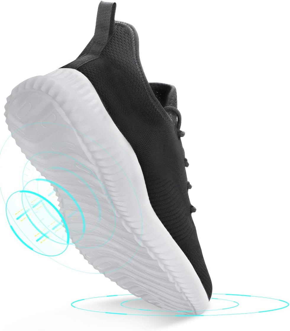 Кроссовки Flysocks для мужчин с легкой посадкой, нескользящие кроссовки, легкие дышащие сетчатые кроссовки для повседневной носки, тенниса, бега и ходьбы, черный — фото 4