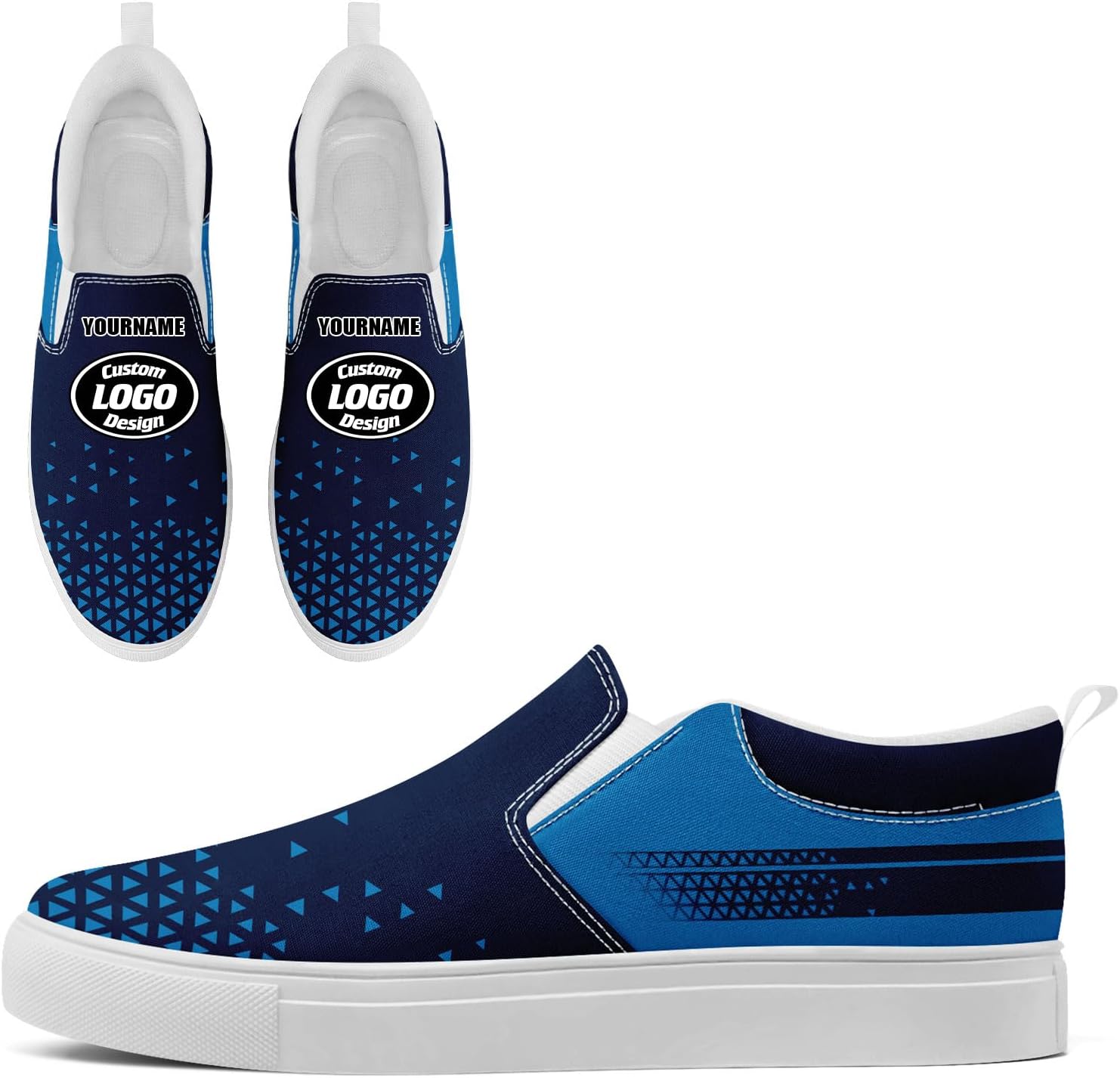 

Кастомизированные корпоративные повседневные слипоны AWSOLE для мужчин и женщин с принтом названия компании и логотипа, удобные кроссовки из холста для прогулок, белый/синий/темно-синий