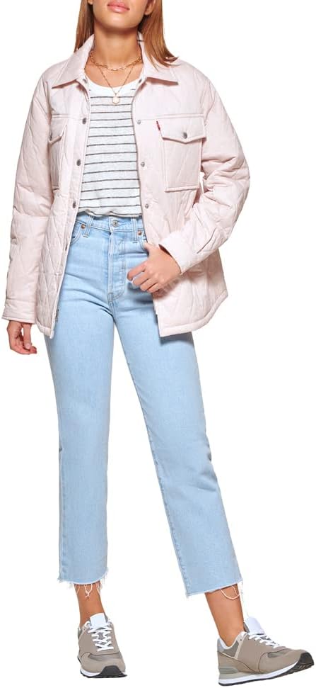 Женская куртка-рубашка Levi's стеганая с ромбовидным узором, светло-розовый — фото 2