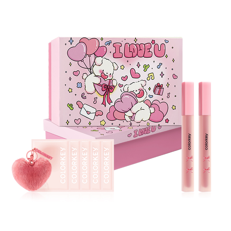 

Набор «Признание в любви: воздушный щенок» в разноцветной коробке: жидкая помада и карандаши для бровей Colorkey, confession balloon puppy gift box