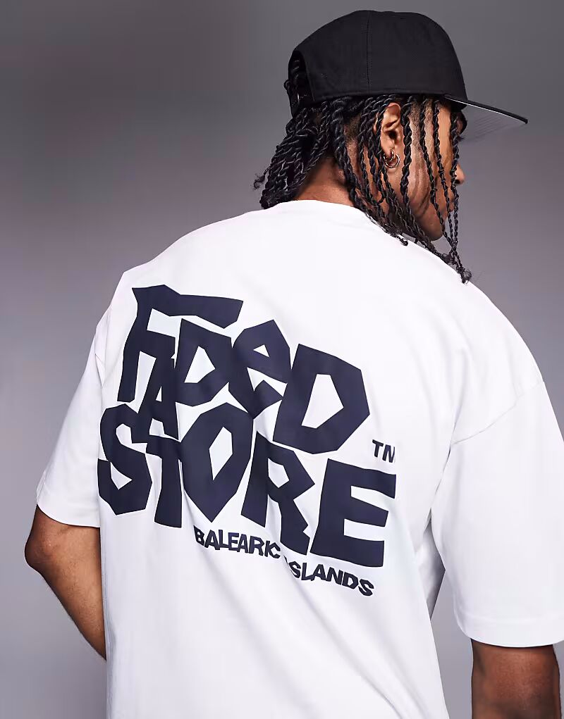 

Футболка с принтом логотипа Faded Store Balaric на спине белого цвета