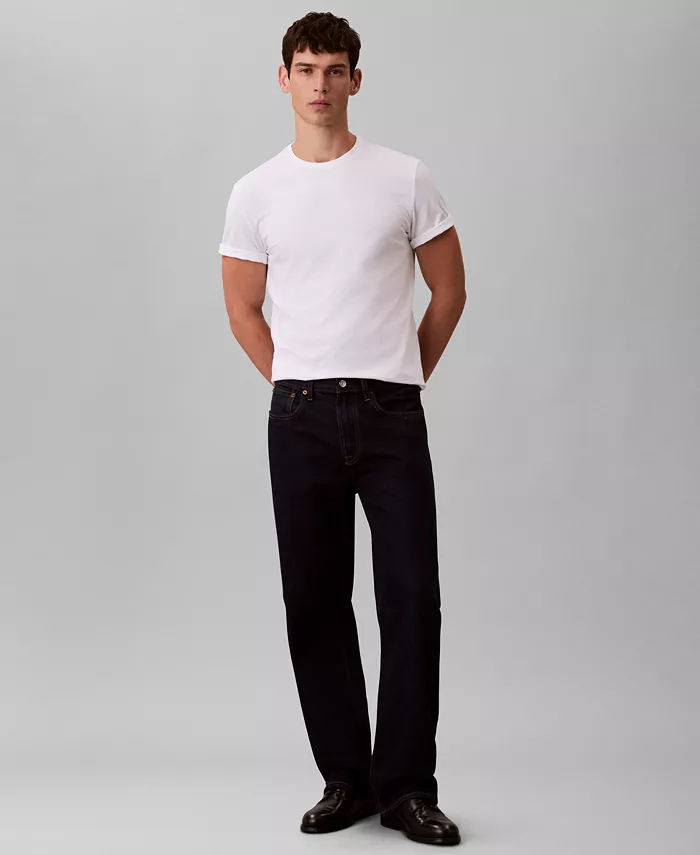 Мужская однотонная футболка с круглым вырезом Calvin Klein, белый — фото 2