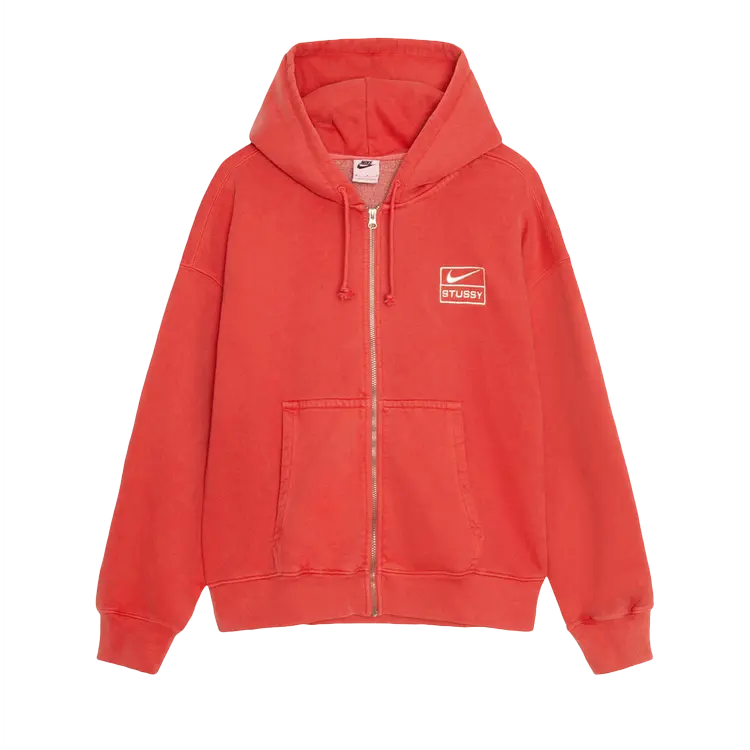 

Худи Stussy x Nike Pigment Dyed Fleece Zip 'Habanero Red', красный