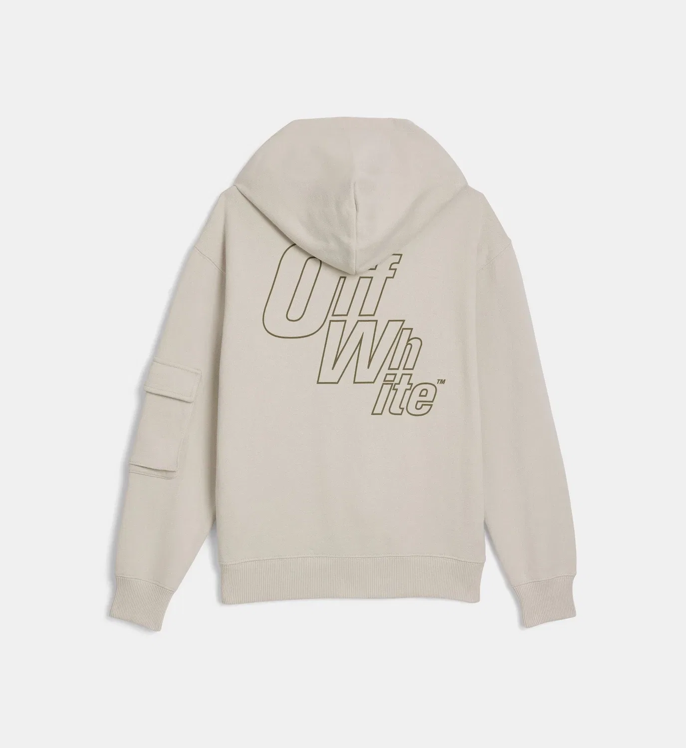 Хлопковая толстовка на молнии с подписью Off White, бежевый — фото 2