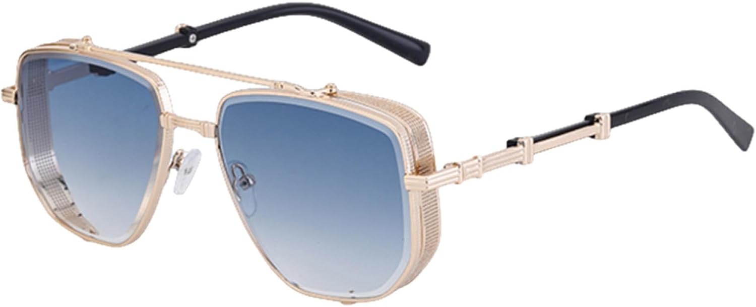 

Винтажные солнцезащитные очки в стиле стимпанк для женщин и мужчин, роскошные, модные, с металлической оправой, обеспечивающие защиту от УФ-излучения UV400 TVTBBVV, C8blackgoldblue