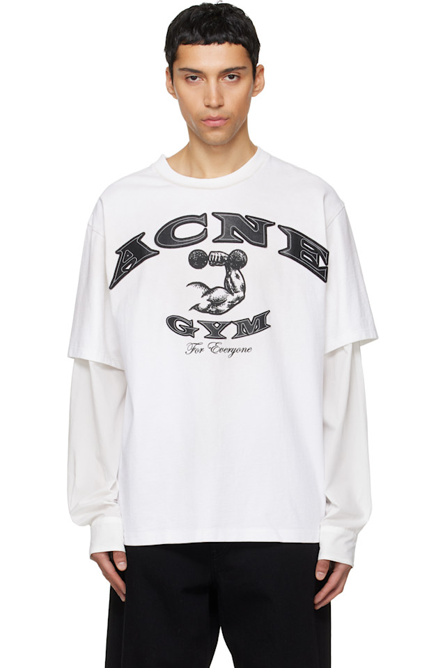

Acne Studios Футболка Off-White с многослойными рукавами