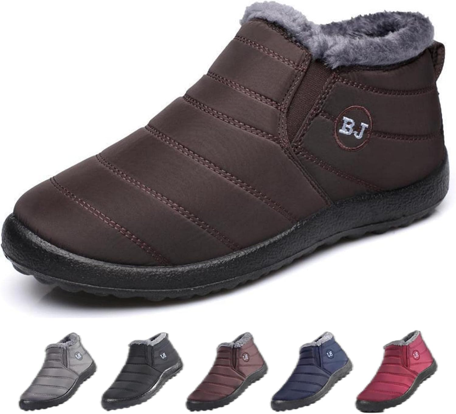 

Зимние ботинки для женщин, водонепроницаемые с меховой подкладкой, теплые мужские прогулочные ботинки для улицы, противоскользящие, легкие, ботильоны, зимняя обувь на слип-он (черные, 35 EU) Generic