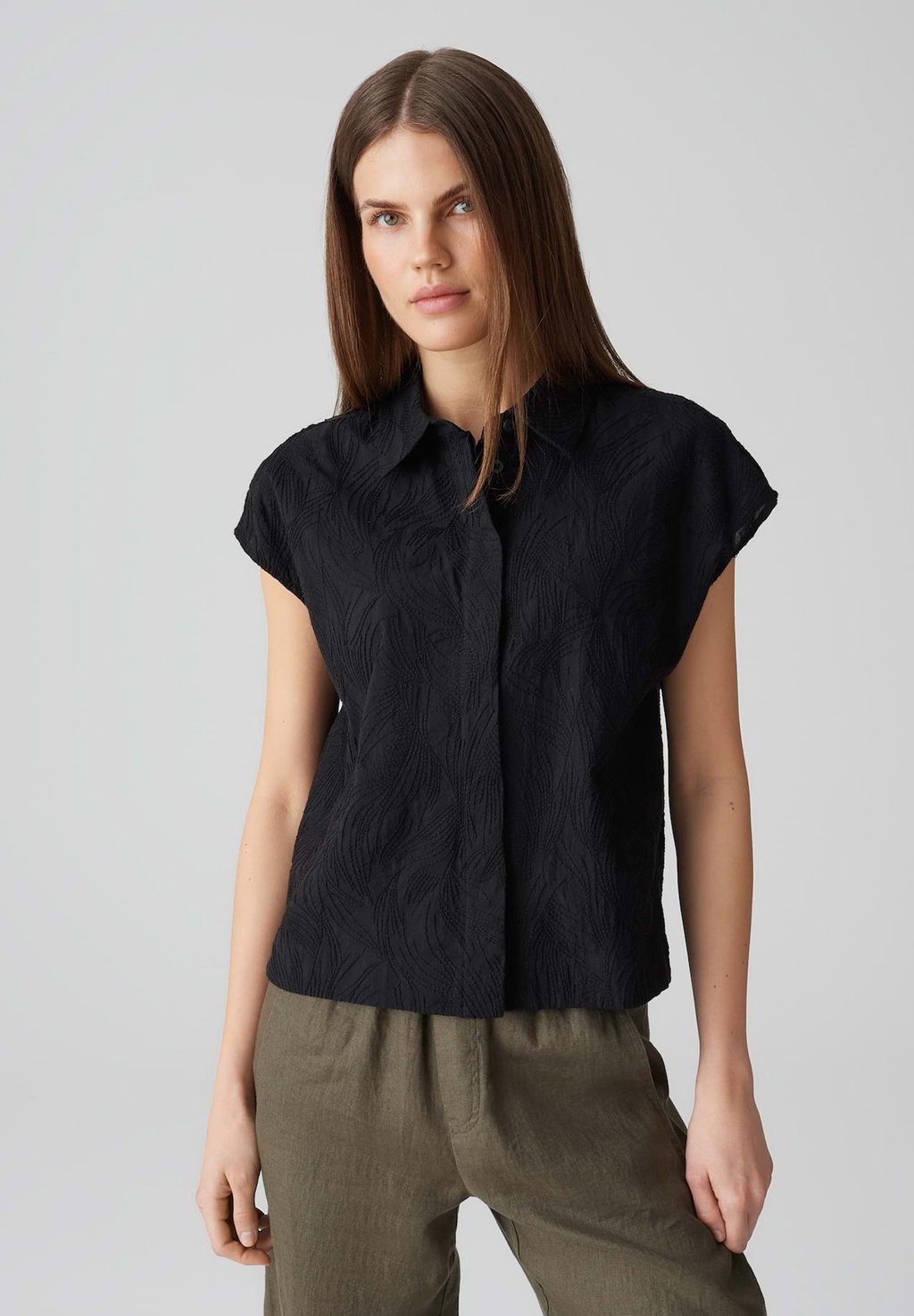 

Блузка на пуговицах LOOSE FIT ALLOVER EMBROIDERY OPUS, черный