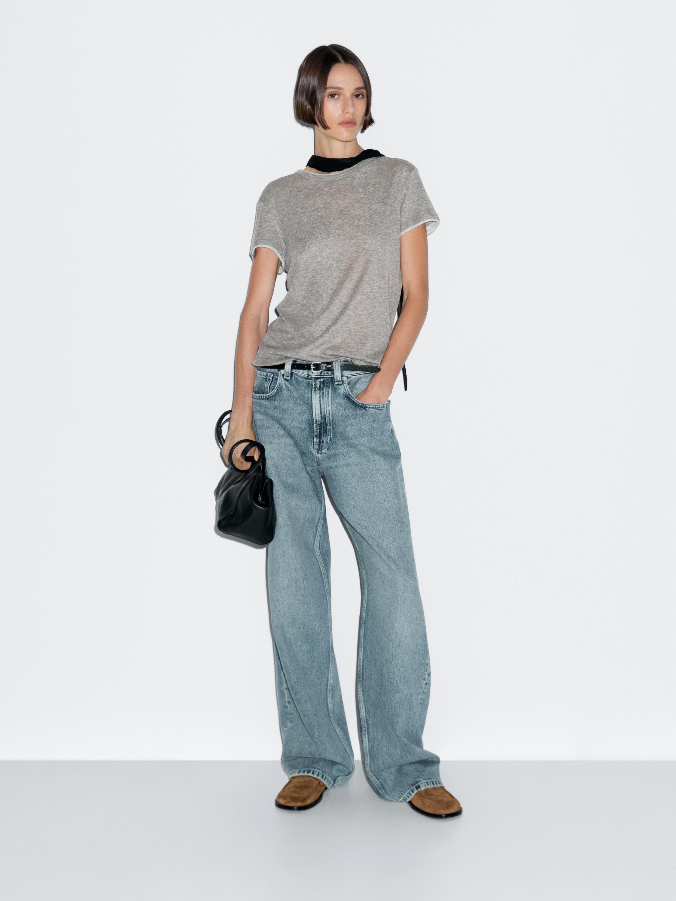 

Футболка с коротким рукавом и двойной отделкой Massimo Dutti, Grey Marl