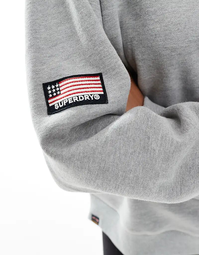 Свободная толстовка с принтом Superdry Athletic essentials серого меланжевого цвета — фото 3