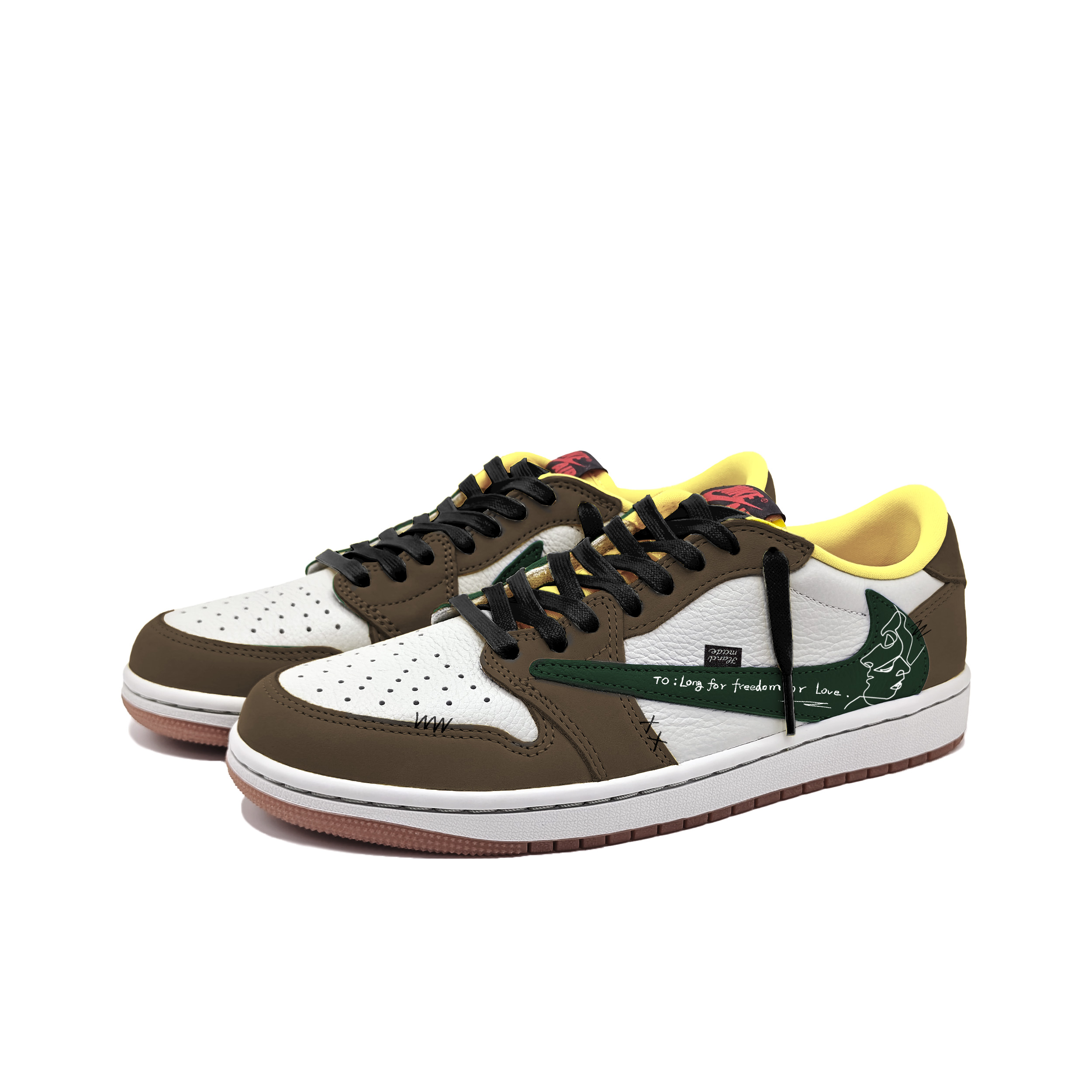 Travis Scott x Air 1 Simple Love амортизация, износостойкие низкие винтажные баскетбольные кроссовки унисекс brown Jordan, темно-коричневый — фото 4