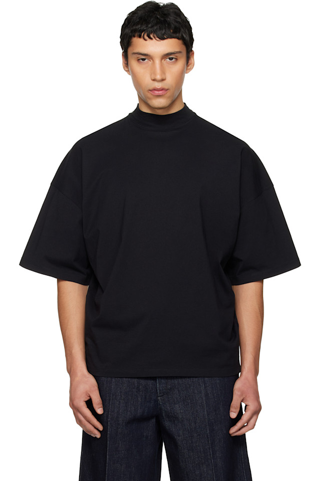 Хлопковая футболка с воротником-стойкой Jil Sander, черный