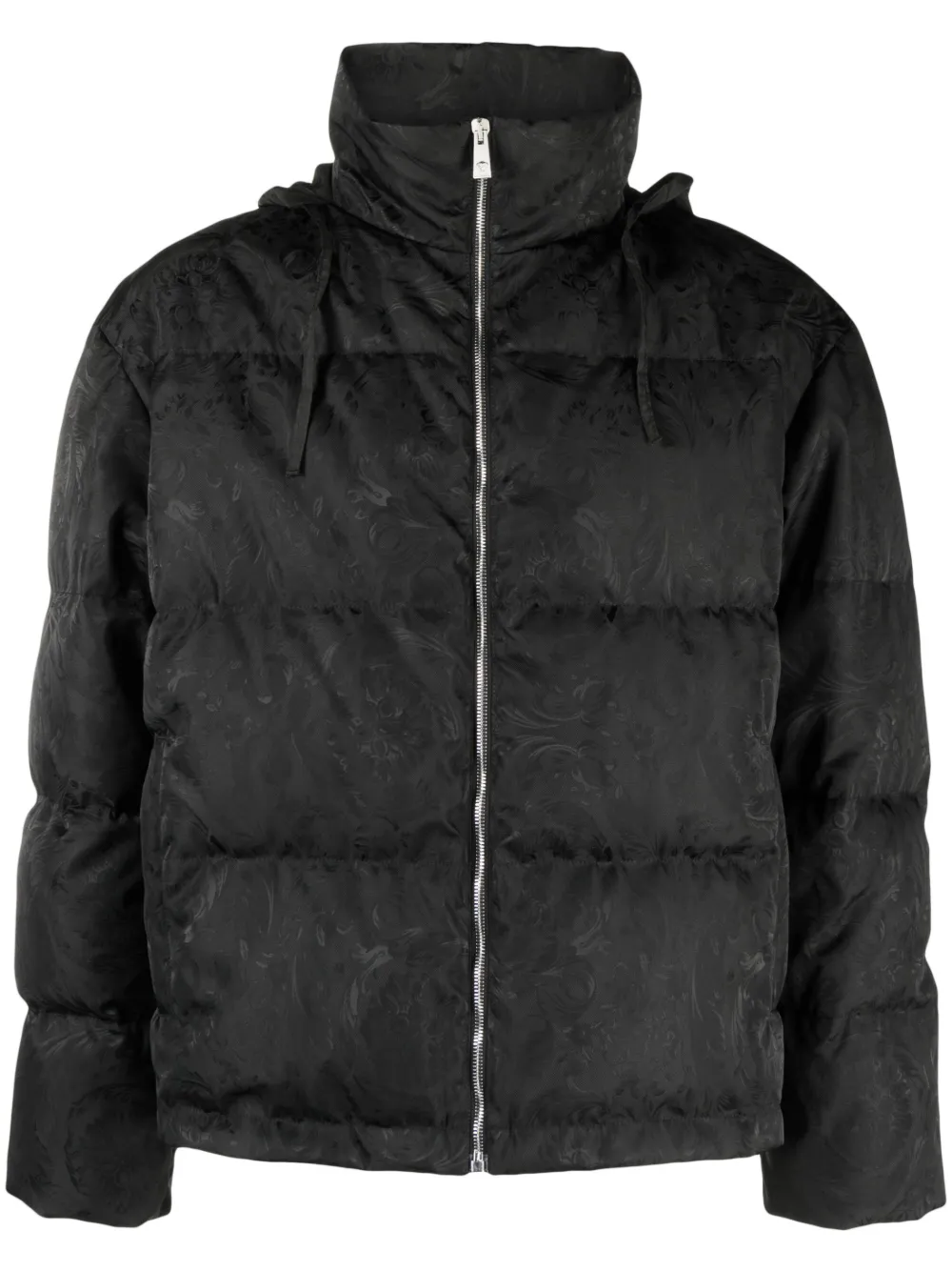 

Жаккардовый пуховик Barocco Silhouette VERSACE, черный