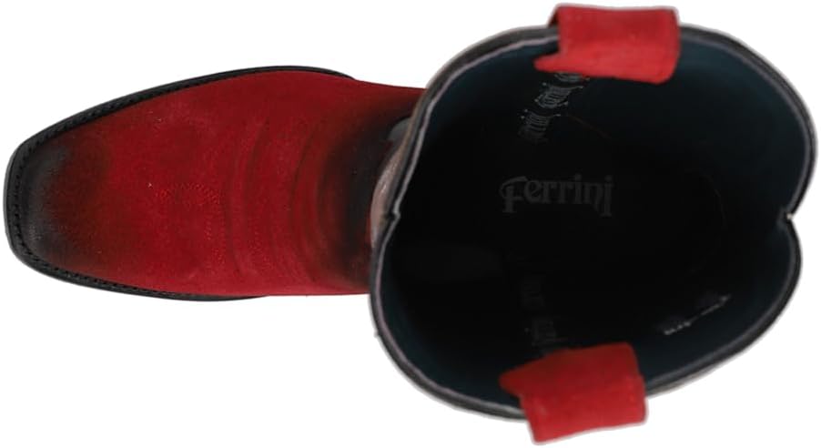 Мужские повседневные ботинки Ferrini Mens Roughrider с вышивкой, узкий квадратный носок, средний голень - черные Ferrini Italia, красный — фото 4