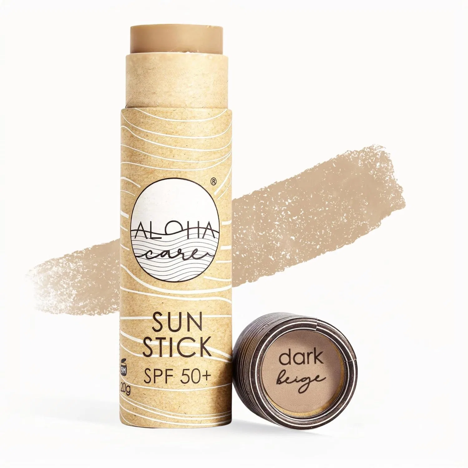 Минеральный солнцезащитный стик «Aloha Sun Stick SPF 50+» для водных видов спорта Aloha Care, Dark Beige