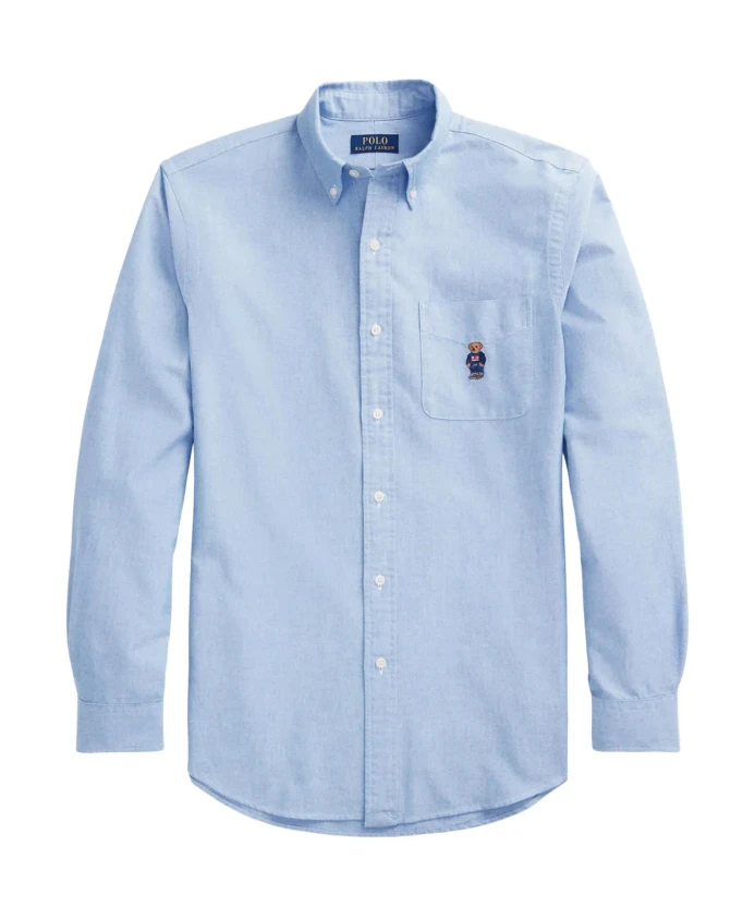 

Синяя повседневная рубашка с длинными рукавами Polo Ralph Lauren, синий