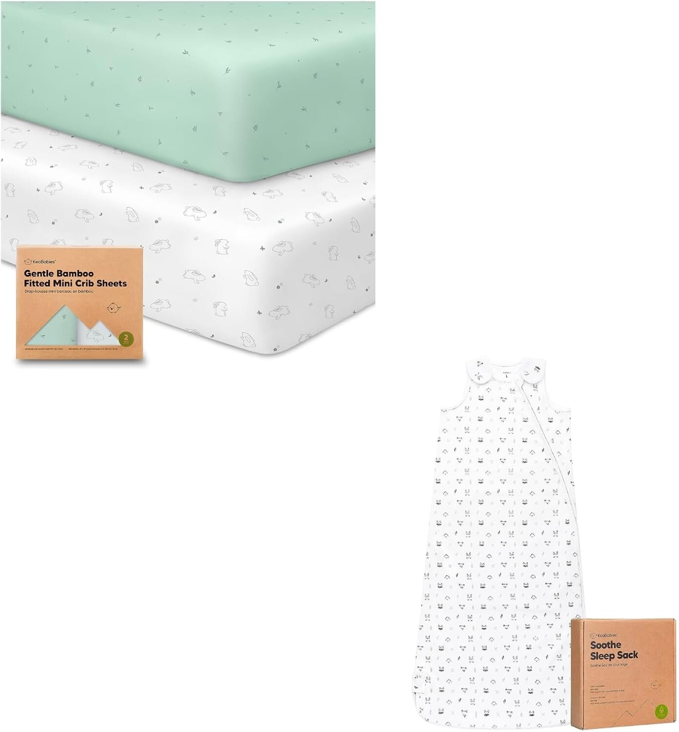 

Kea Детские мини-простыни для кроватки из 2 штук и Kea Детский спальный мешок для младенцев 18–24 месяцев — комплект простыней Pack and Play KeaBabies