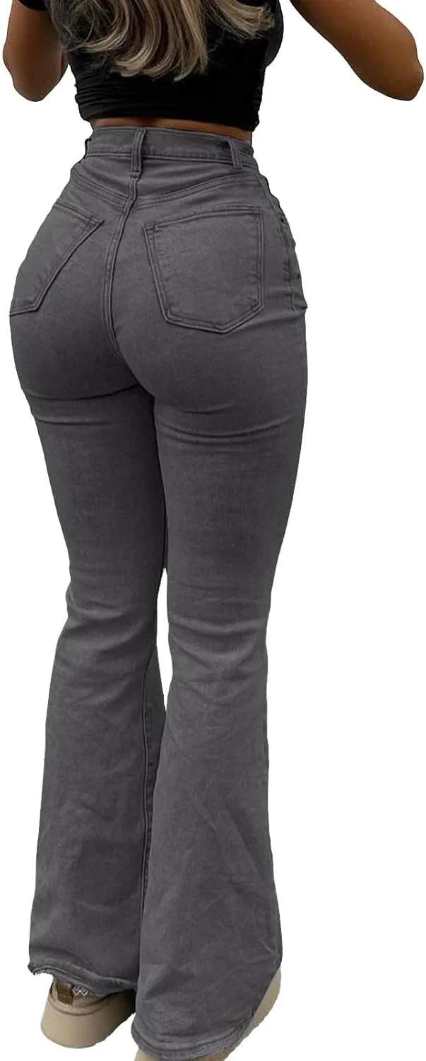 Джинсы клеш высокие Vintage, 01-dark Gray — фото 4
