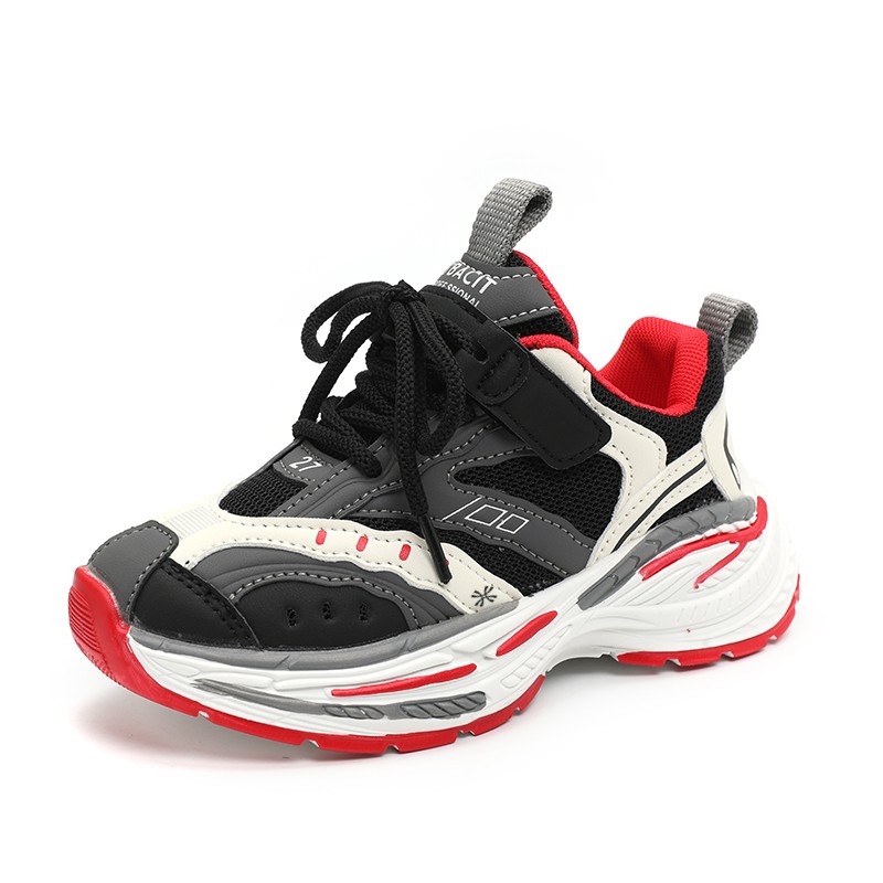 

Нескользящие дышащие низкие детские кроссовки для повседневной носки YUZHAOLIN, черный/красный