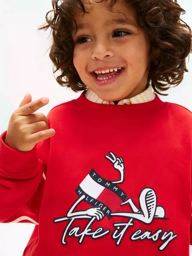 Детская хлопковая толстовка Take it Easy, красная Tommy Hilfiger — фото 4