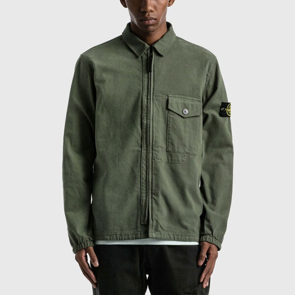 Куртка garment dyed zip shirt overshirt 'sage' Stone Island, зеленый — фото 3
